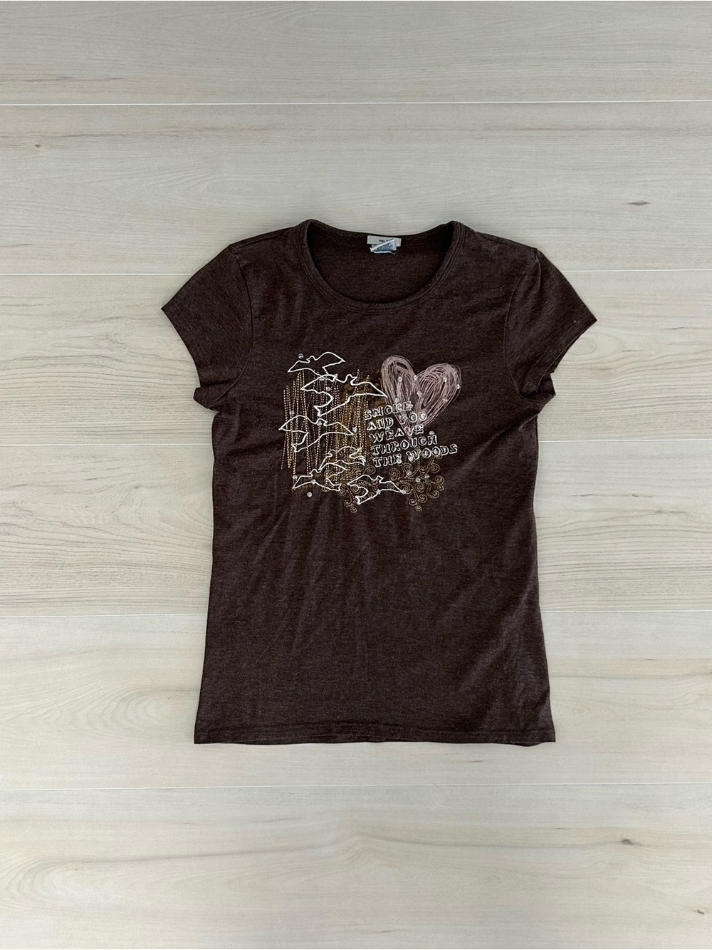 brown y2k old navy baby tee